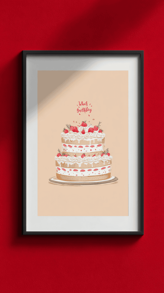 what is a half birthday — decorated celebration cake with strawberries and cream